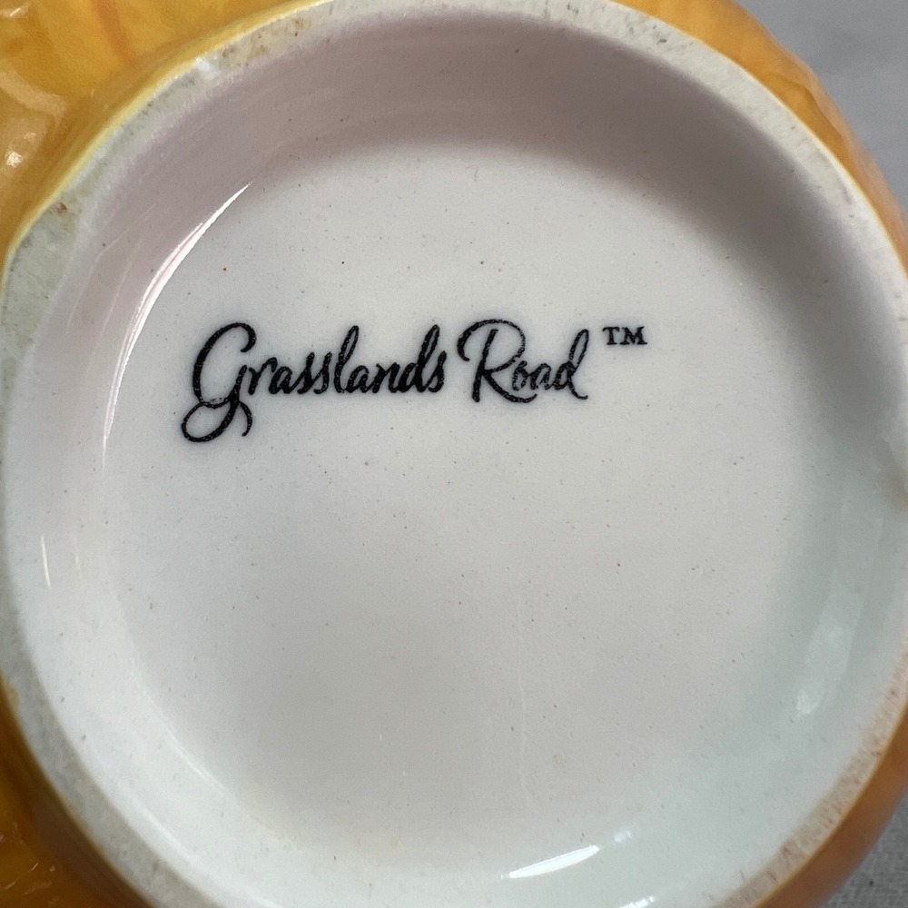 Grasslands Road Petals Bowl Yellow Ceramic Open Flower Spring Dessert Trinket - Picture 7 of 7